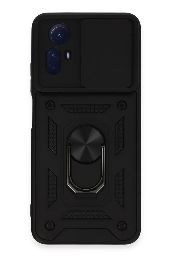 CepteToptan Xiaomi Redmi Note 12S Kılıf Pars Lens Yüzüklü Silikon - Siyah - DROPX8935-5843