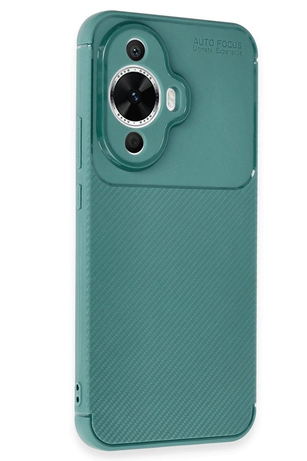 Huawei̇ Nova 12S Kılıf Auto Focus Karbon Kapak - Koyu Yeşi̇l - Dropx3928-9317