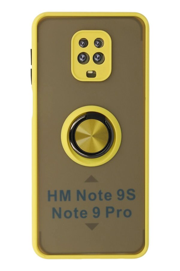 CepteToptan Xiaomi Redmi Note 9 Pro Kılıf Montreal Yüzüklü Silikon Kapak - Sarı - DROPX9096-7020