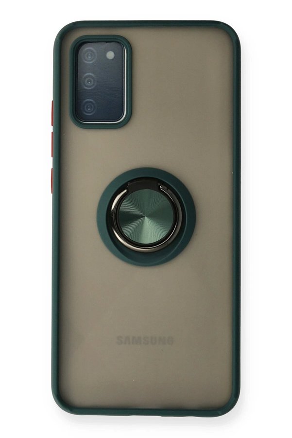 CepteToptan Samsung Galaxy A02S Kılıf Montreal Yüzüklü Silikon Kapak - Yeşil - DROPX9595-5721