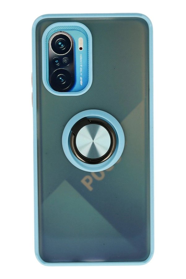 CepteToptan Xiaomi Redmi K40 Kılıf Montreal Yüzüklü Silikon Kapak - Buz Mavi - DROPX3234-3511