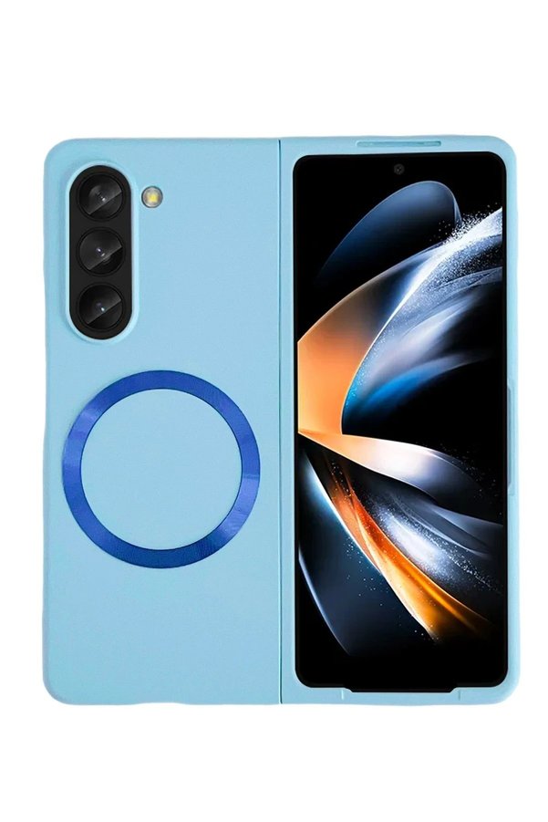 CepteToptan Samsung Galaxy Z Fold 5 Kılıf Mata Fold Kapak - Sierra Blue - DROPX4216-9050