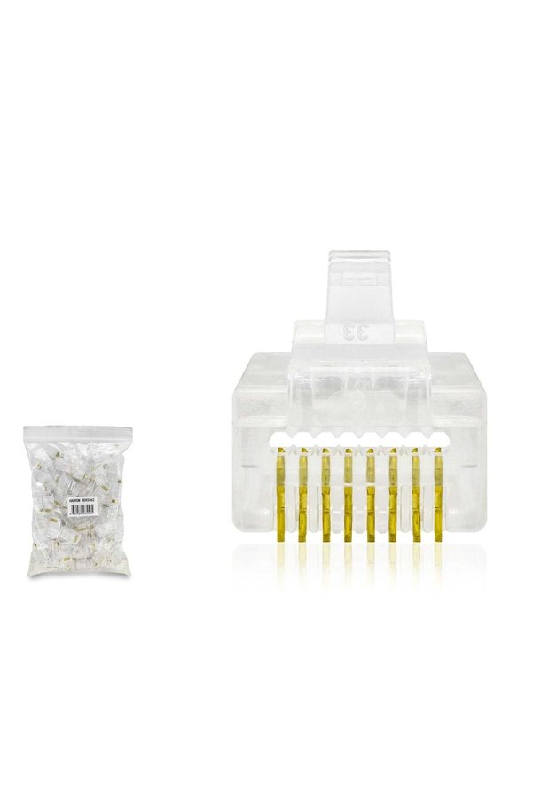 Evimdeyokyok Cat5 Konnektör Ez Rj45 Delikli 100Lü Paket Şeffaf Hdx5062