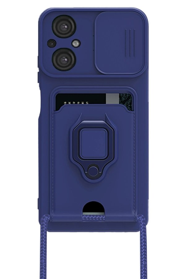 Xi̇aomi̇ Poco M5 Kılıf Zuma Kartvi̇zi̇tli̇ Yüzüklü Si̇li̇kon - Laci̇vert - Dropx9178-6613