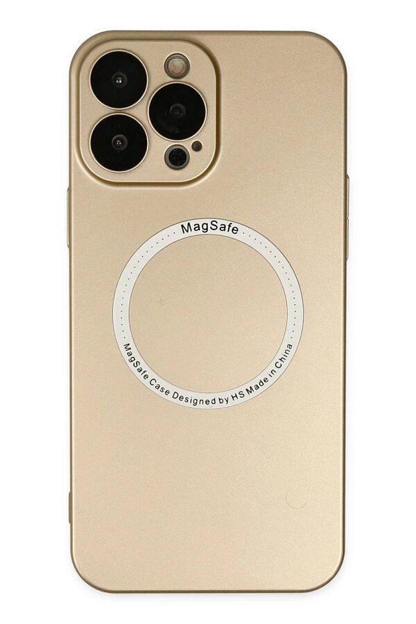 CepteToptan iPhone 14 Pro Max Kılıf Jack Magneticsafe Lens Silikon - Gold - DROPX5408-6909