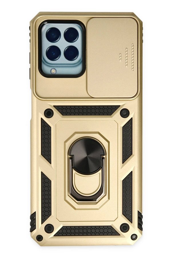 CepteToptan Samsung Galaxy M33 Kılıf Pars Lens Yüzüklü Silikon - Gold - DROPX6863-9128