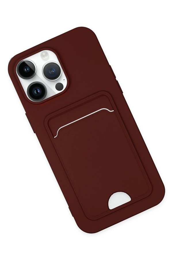 İphone 14 Pro Kılıf Kelvi̇n Kartvi̇zi̇tli̇ Si̇li̇kon - Bordo - Dropx7554-9528