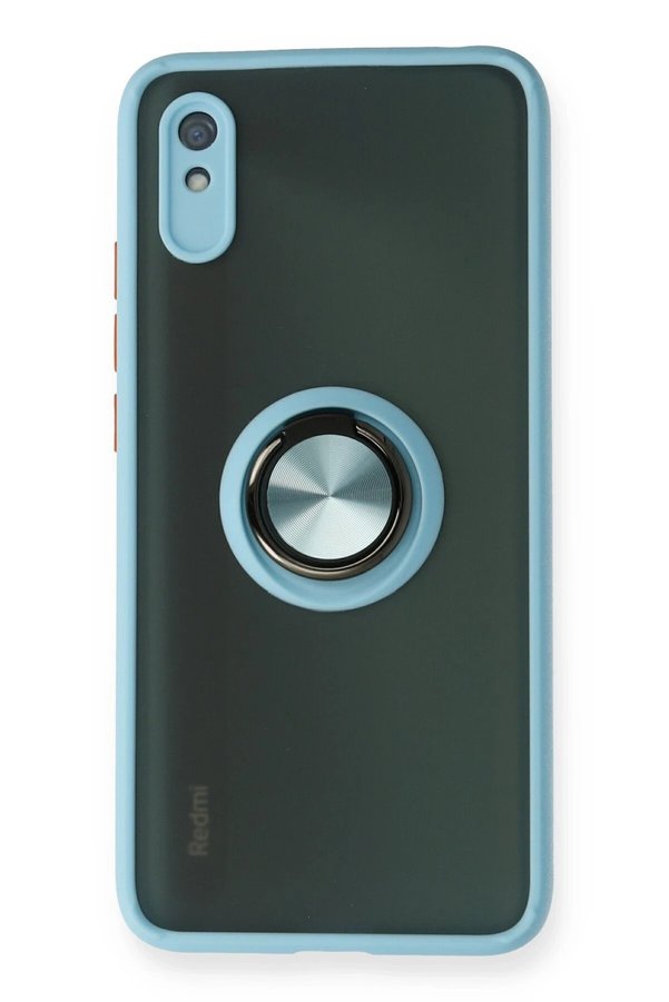 CepteToptan Xiaomi Redmi 9A Kılıf Montreal Yüzüklü Silikon Kapak - Buz Mavi - DROPX1318-9388