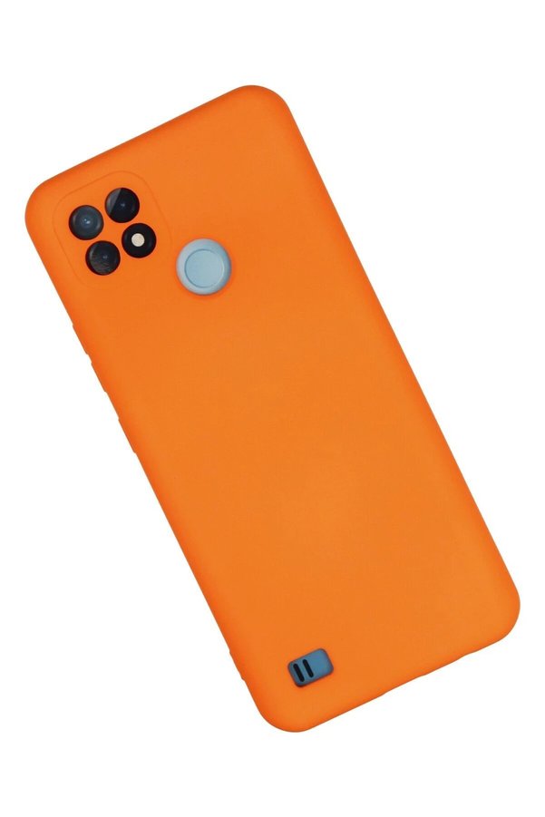 Realme C21 Kılıf Nano İçi̇ Kadi̇fe Si̇li̇kon - Turuncu - Dropx4439-7063