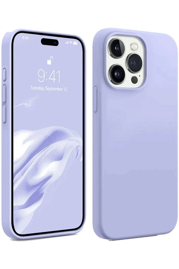 CepteToptan iPhone 15 Pro Kılıf First Silikon - Lila - DROPX6388-6231