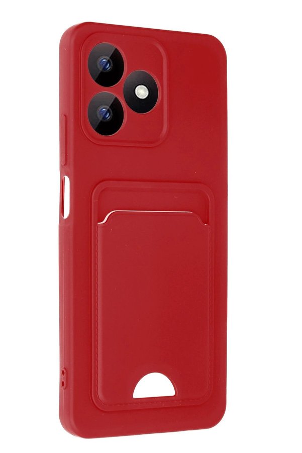 Realme Note 50 4G Kılıf Kelvi̇n Kartvi̇zi̇tli̇ Si̇li̇kon - Kırmızı - Dropx1756-4234