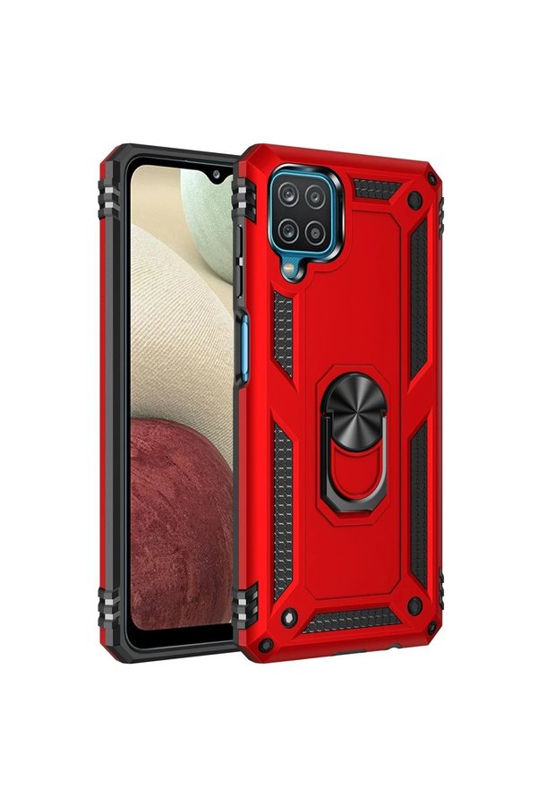CepteToptan Samsung Galaxy A22 Kılıf Sofya Yüzüklü Silikon Kapak - Kırmızı - DROPX7163-4626