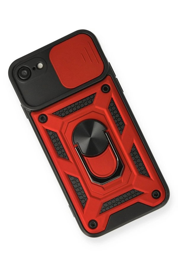 İphone 7 Kılıf Pars Lens Yüzüklü Si̇li̇kon - Kırmızı - Dropx4981-8725