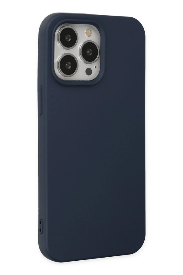 İphone 14 Pro Max Kılıf Nano İçi̇ Kadi̇fe Si̇li̇kon - Laci̇vert - Dropx5696-3872