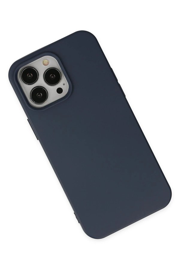 İphone 15 Pro Kılıf Nano İçi̇ Kadi̇fe Si̇li̇kon - Laci̇vert - Dropx5406-4317