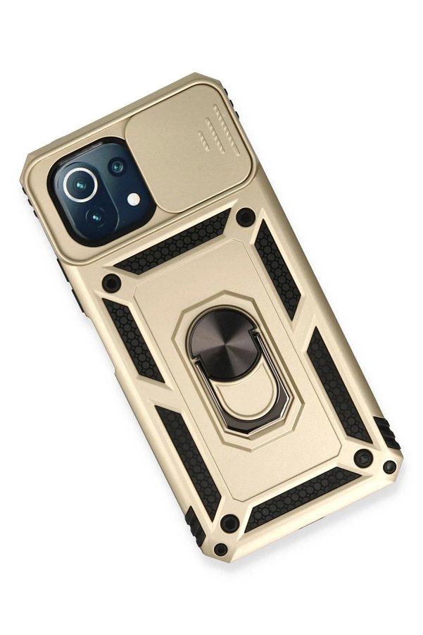 Xi̇aomi̇ Mi̇ 11 Li̇te Kılıf Pars Lens Yüzüklü Si̇li̇kon - Gold - Dropx5815-9056