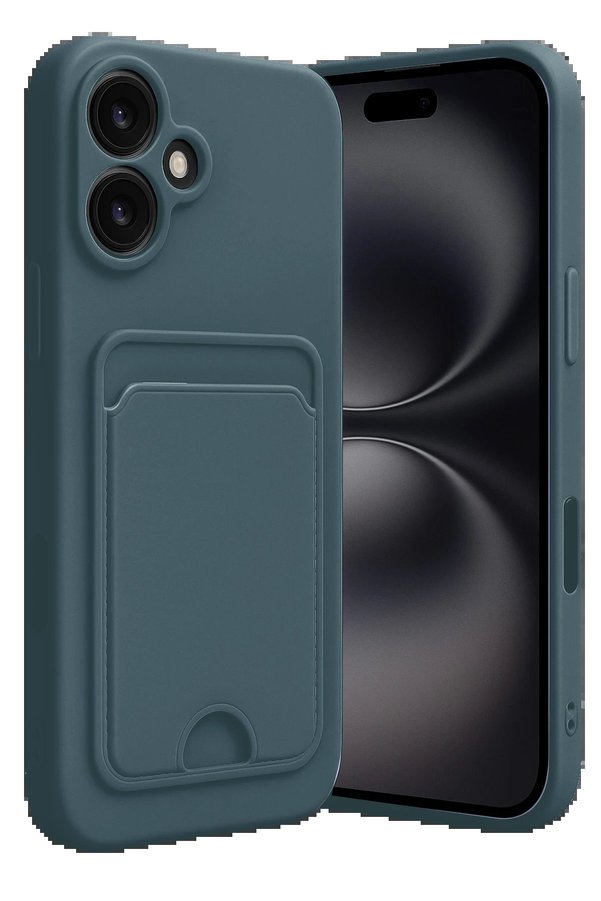 CepteToptan iPhone 16 Kılıf Kelvin Kartvizitli Silikon - Koyu Yeşil - DROPX6936-1759