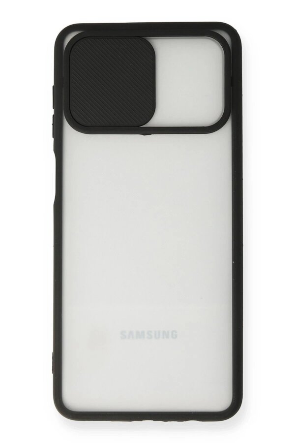 Samsung Galaxy A12 Kılıf Palm Buzlu Kamera Sürgülü Si̇li̇kon - Si̇yah - Dropx4892-6873