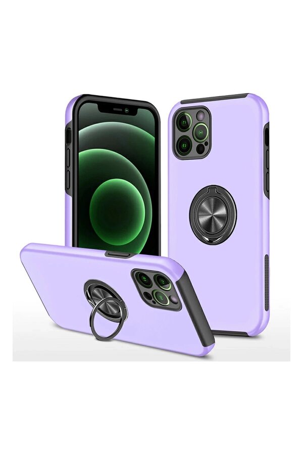 CepteToptan iPhone 12 Pro Max Kılıf Elit Yüzüklü Kapak - Mor - DROPX9211-6617
