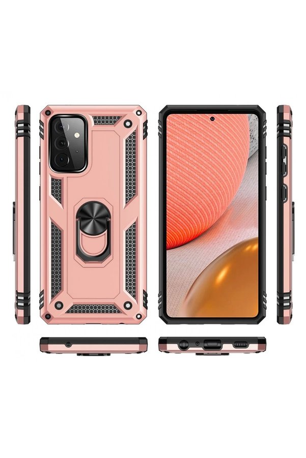Samsung Galaxy A72 Kılıf Sofya Yüzüklü Si̇li̇kon Kapak - Rose - Dropx2593-1275