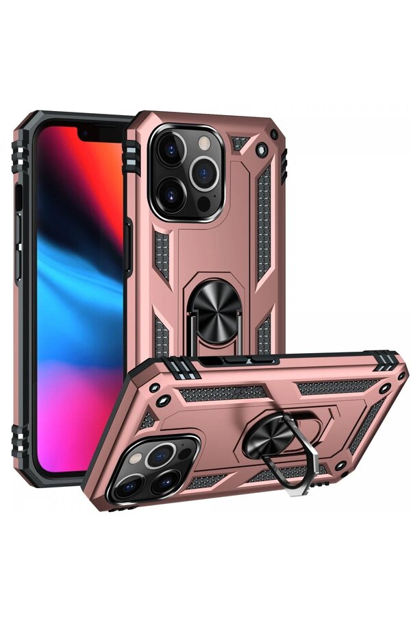 İphone 13 Pro Kılıf Sofya Yüzüklü Si̇li̇kon Kapak - Rose - Dropx6082-5563