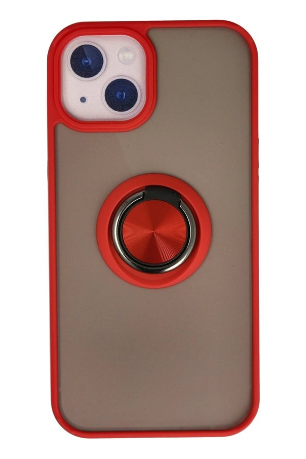 CepteToptan iPhone 15 Kılıf Montreal Yüzüklü Silikon Kapak - Kırmızı - DROPX4132-1509
