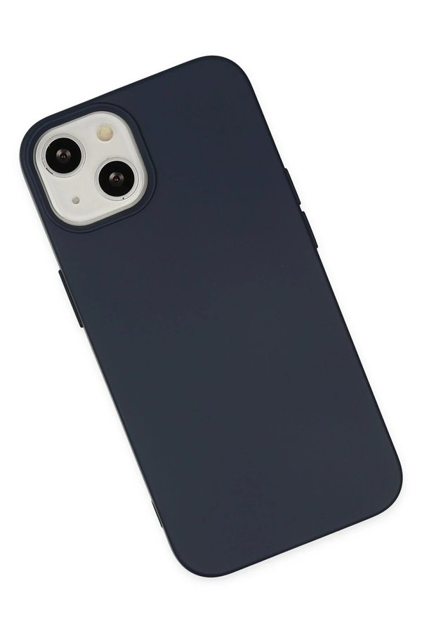İphone 14 Kılıf Nano İçi̇ Kadi̇fe Si̇li̇kon - Laci̇vert - Dropx5807-5634