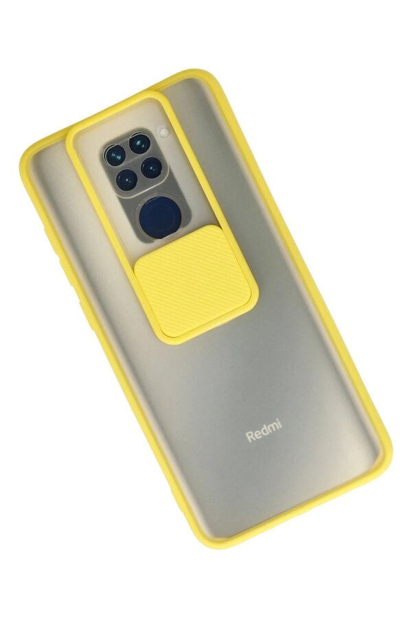 Xi̇aomi̇ Redmi̇ Note 9 Kılıf Palm Buzlu Kamera Sürgülü Si̇li̇kon - Sarı - Dropx2268-1639