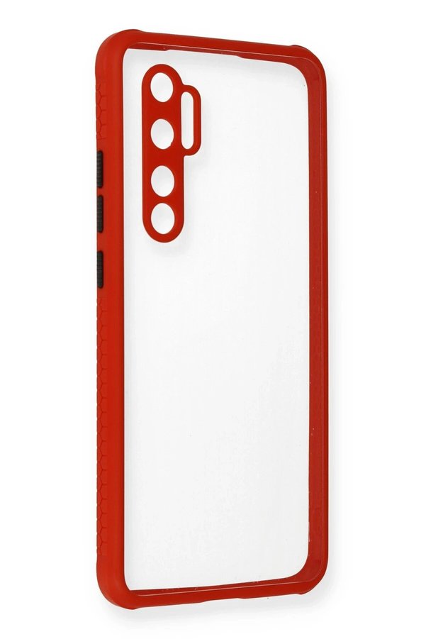 CepteToptan Xiaomi Mi Note 10 Lite Kılıf Miami Şeffaf Silikon - Kırmızı - DROPX7422-1493