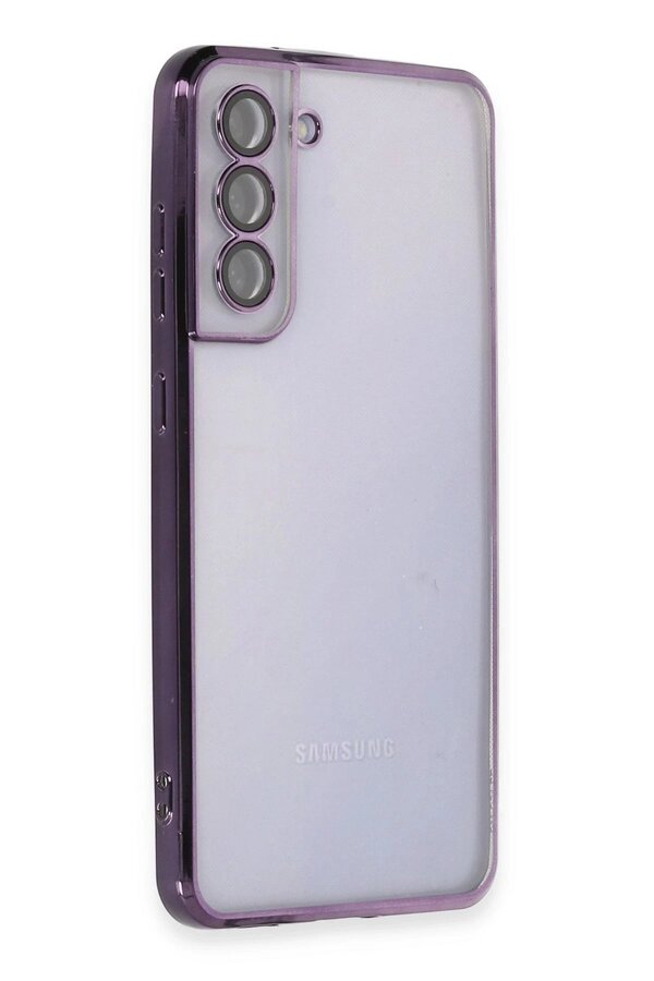 CepteToptan Samsung Galaxy S21 FE Kılıf Lensli Silikon - Mor - DROPX5615-9974