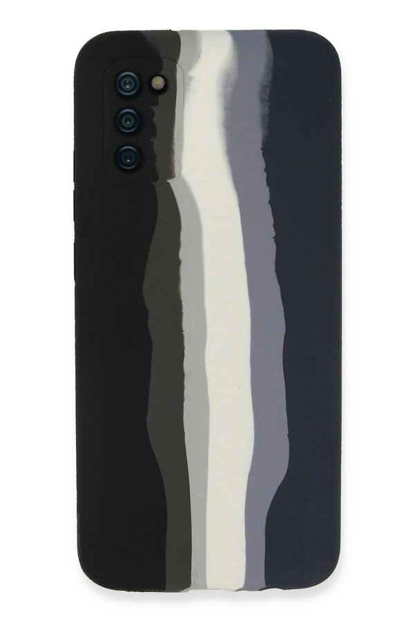 CepteToptan Samsung Galaxy A03S Kılıf Ebruli Lansman Silikon - Siyah-Lacivert - DROPX4913-5226