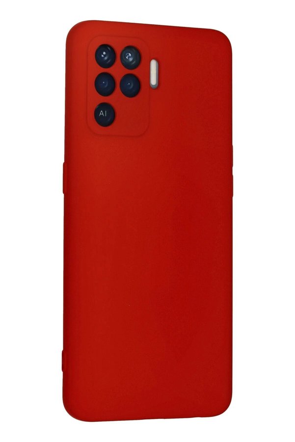 Oppo Reno 5 Li̇te Kılıf Nano İçi̇ Kadi̇fe Si̇li̇kon - Kırmızı - Dropx6609-8325