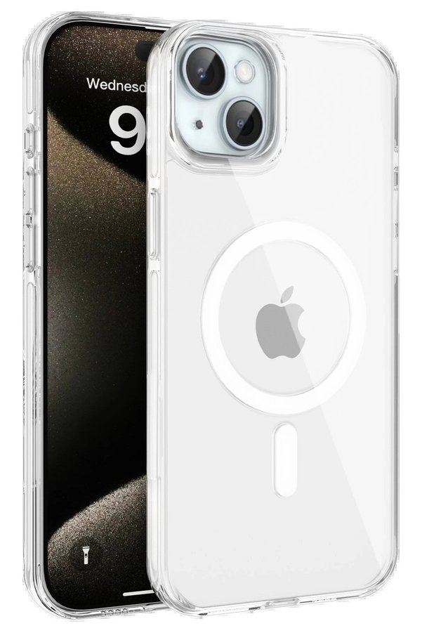 CepteToptan iPhone 15 Gleam PC Sert Magsafe Kılıf - Şeffaf - DROPX4303-8755