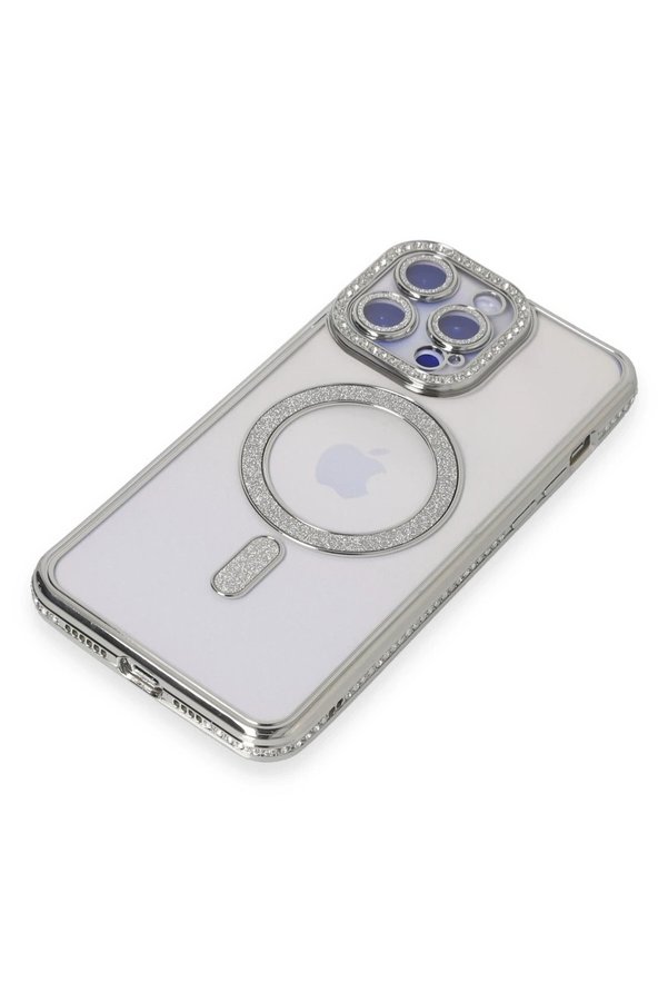 İphone 15 Pro Kılıf Joke Si̇mli̇ Magneti̇csafe Kılıf - Gümüş - Dropx2086-6775