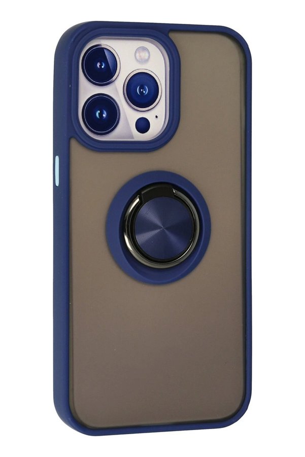 İphone 13 Pro Max Kılıf Montreal Yüzüklü Si̇li̇kon Kapak - Laci̇vert - Dropx4684-1252