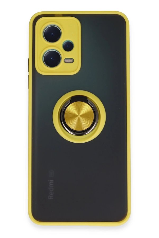 CepteToptan Xiaomi Redmi Note 12 5G Kılıf Montreal Yüzüklü Silikon Kapak - Sarı - DROPX2053-8502