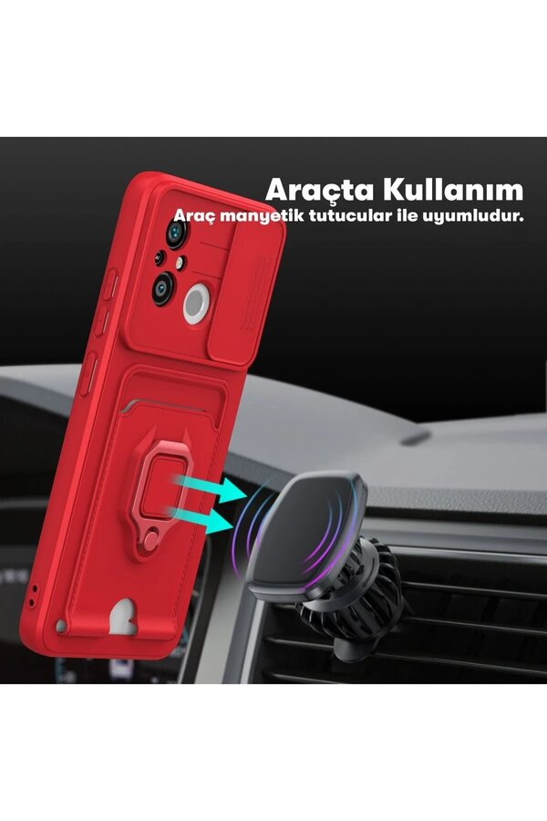 Xi̇aomi̇ Redmi̇ 12C Kılıf Zuma Kartvi̇zi̇tli̇ Yüzüklü Si̇li̇kon - Laci̇vert - Dropx5701-9634