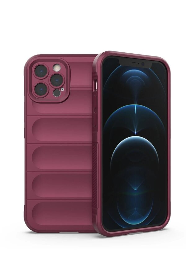 CepteToptan iPhone 12 Pro Kılıf Optimum Silikon - Bordo - DROPX1424-7889