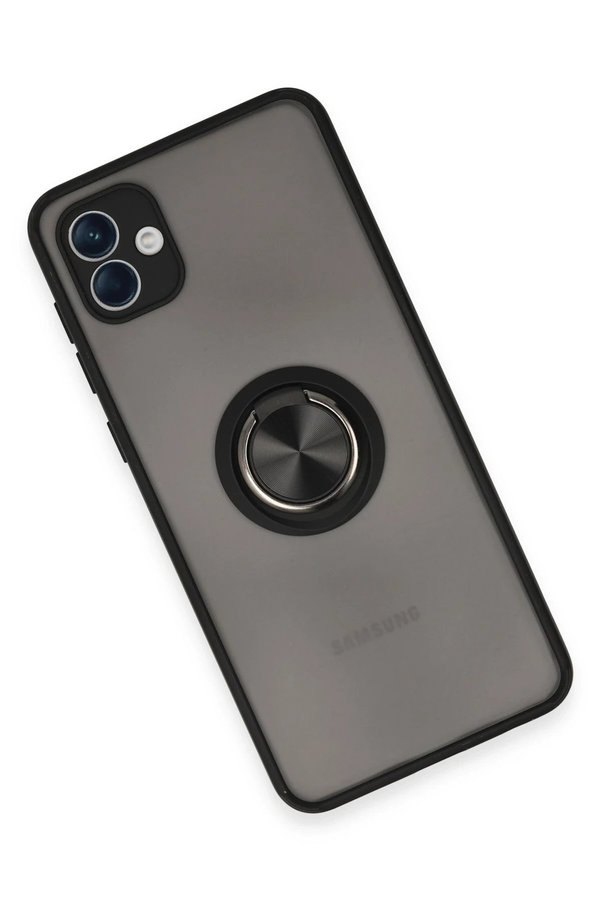 Samsung Galaxy A04 Kılıf Montreal Yüzüklü Si̇li̇kon Kapak - Si̇yah - Brh024453-7275