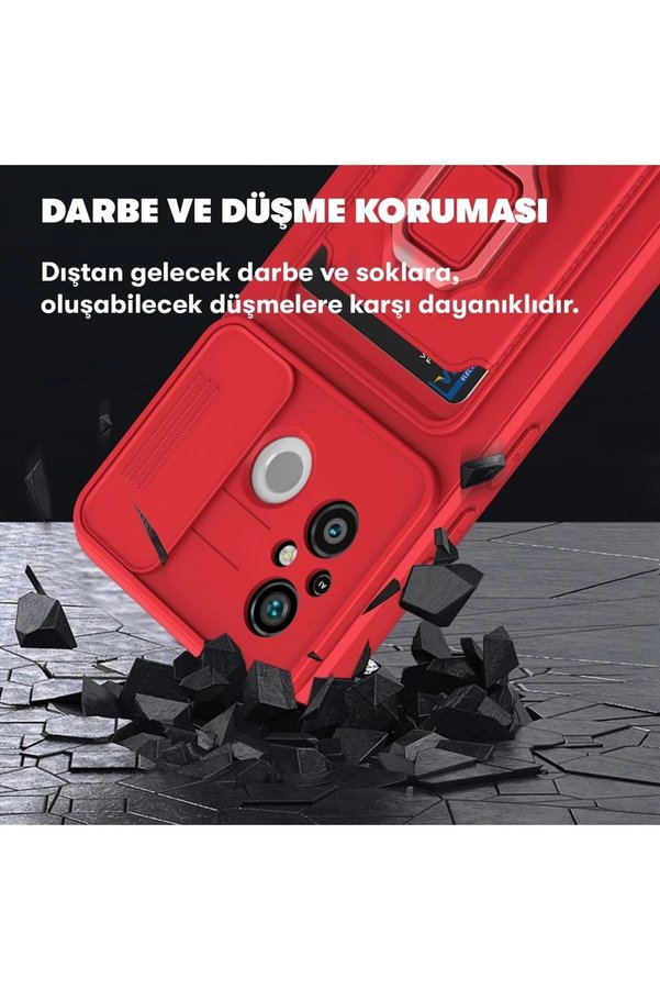 Xi̇aomi̇ Redmi̇ 12C Kılıf Zuma Kartvi̇zi̇tli̇ Yüzüklü Si̇li̇kon - Laci̇vert - Dropx5701-9634