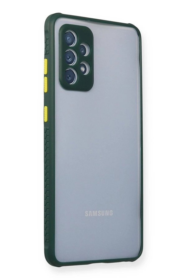 CepteToptan Samsung Galaxy A72 Kılıf Miami Şeffaf Silikon - Koyu Yeşil - DROPX9705-8721