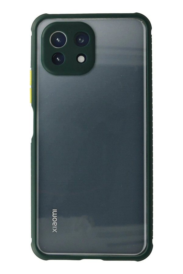 CepteToptan Xiaomi Mİ 11 Lite Kılıf Miami Şeffaf Silikon - Koyu Yeşil - DROPX2908-4146
