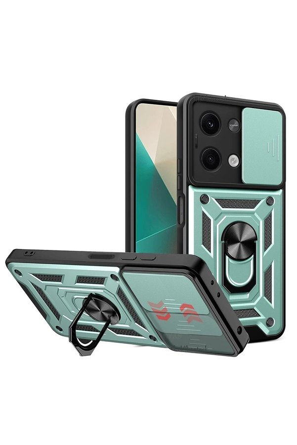 CepteToptan Xiaomi Poco X6 Kılıf Pars Lens Yüzüklü Silikon - Yeşil - DROPX8168-4629
