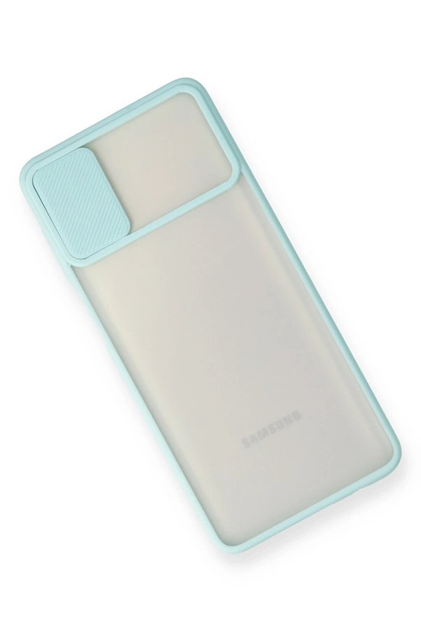 Samsung Galaxy M51 Kılıf Palm Buzlu Kamera Sürgülü Si̇li̇kon - Turkuaz - Dropx8372-2776