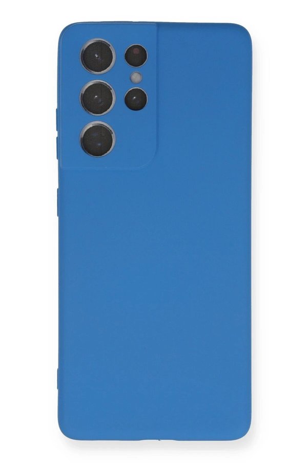 CepteToptan Samsung Galaxy S21 Ultra Kılıf Nano içi Kadife Silikon - Mavi - DROPX7600-5095