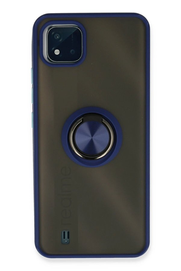 CepteToptan Realme C11 2021 Kılıf Montreal Yüzüklü Silikon Kapak - Lacivert - DROPX1762-5822