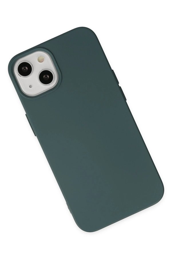 İphone 14 Kılıf Nano İçi̇ Kadi̇fe Si̇li̇kon - Koyu Yeşi̇l - Dropx8648-9742
