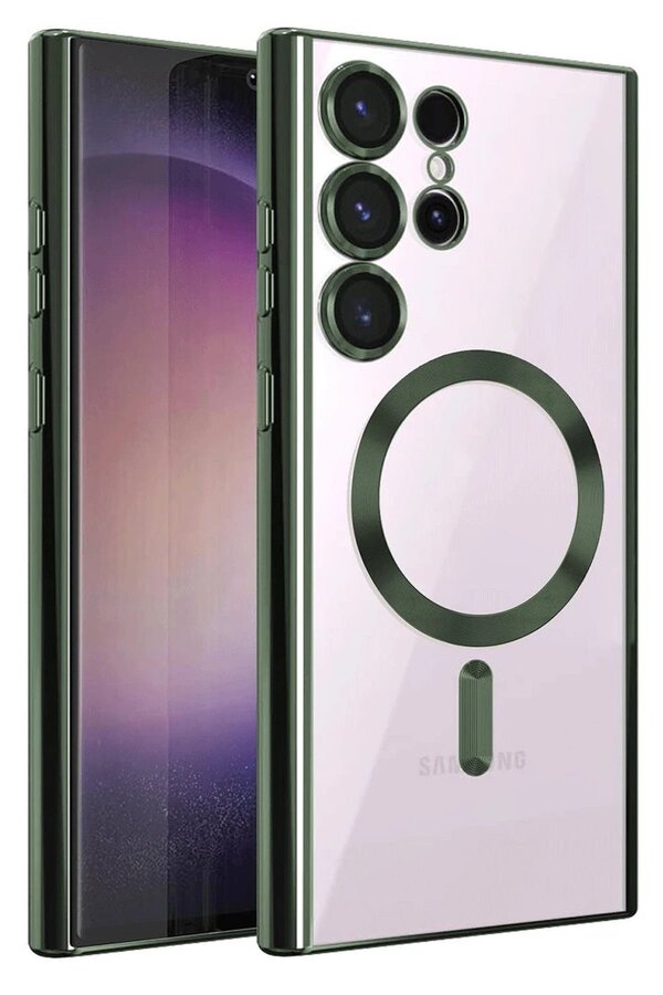 CepteToptan Samsung Galaxy S25 Ultra Kılıf Kross Magneticsafe Kapak - Koyu Yeşil - DROPX1349-4113