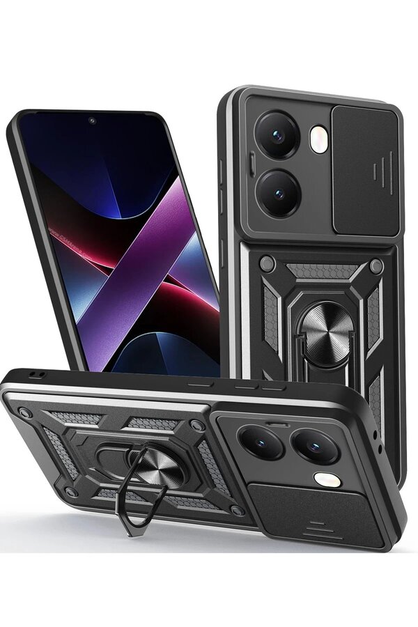 CepteToptan Xiaomi Poco X7 Pro Kılıf Pars Lens Yüzüklü Silikon - Siyah - DROPX2942-1402