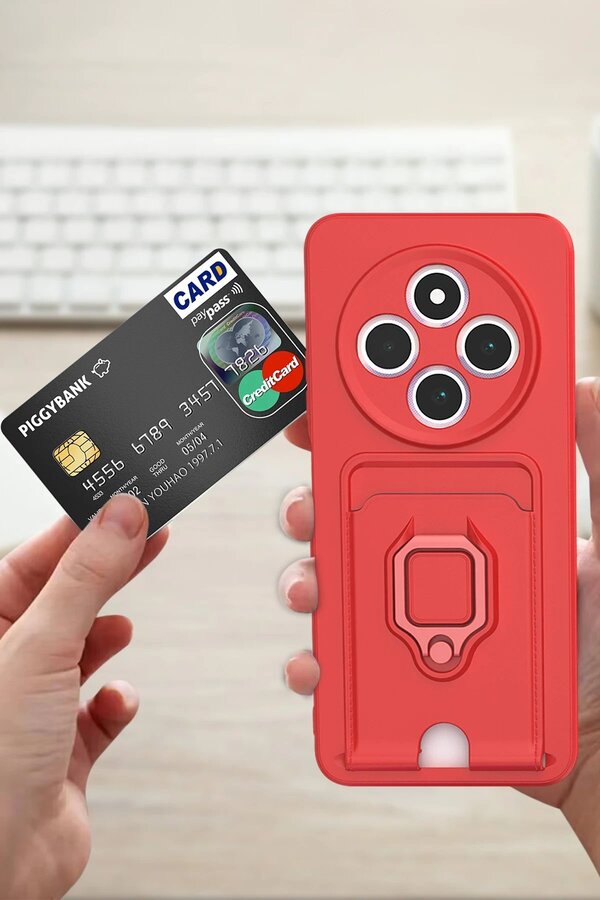 Xi̇aomi̇ Redmi̇ 14C Kılıf Zuma Kartvi̇zi̇tli̇ Yüzüklü Si̇li̇kon - Li̇la - Tnc7982-7630